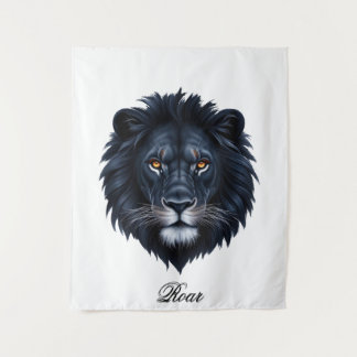 Roar Typografie Black Lion Face Wandteppich