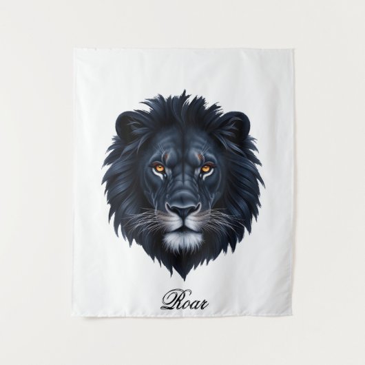 Roar Typografie Black Lion Face Wandteppich (Vorderseite)