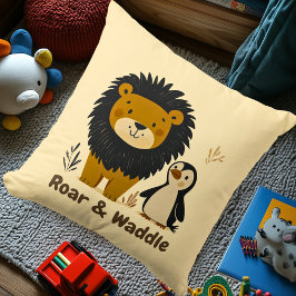 Roar & Waddle Lion & Penguin | Dekoration des Kind Kissen
