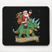 Roar-y Christmas Funny Santa Riding Dinosaur Trice Mousepad (Vorne)