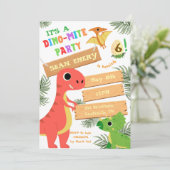 Roarfarbe: Atemberaubender Dinosaurier zum Geburts Einladung (Stehend Vorderseite)
