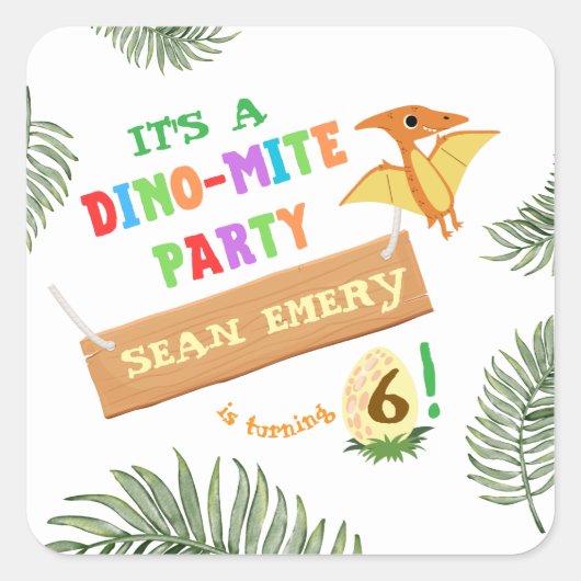 Roarfarbe: Atemberaubender Dinosaurier zum Geburts Quadratischer Aufkleber (Vorderseite)