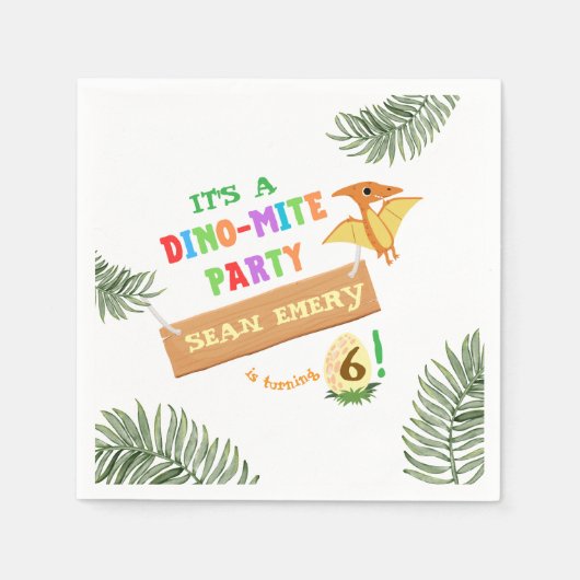 Roarfarbe: Atemberaubender Dinosaurier zum Geburts Serviette (Vorderseite)