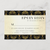 Roarin-20er-Dekadenz | Gold Black Art Deco Entree RSVP Karte (Vorderseite)
