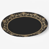 Roarin-20er-Dekadenz | Gold Black Modern Art Deco Pappteller (Schrägansicht)