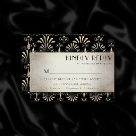 Roarin-20er-Dekadenz | Sepia Black Art Deco Meal RSVP Karte