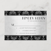 Roarin-20er-Dekadenz | Silver and Black Art Deco RSVP Karte (Vorderseite)