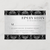 Roarin-20er-Dekadenz | Silver Black Art Deco Meal RSVP Karte (Vorderseite)