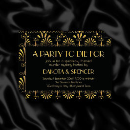 Roarin 20er Jahre Gold und Black Art Deco Murder M Einladung