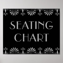 Roarin 20er Silver auf Black Art Deco-Signet Poster
