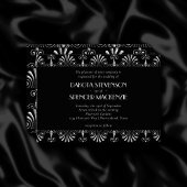 Roarin 20er Silver auf Black Modern Art Deco Hochz Einladung