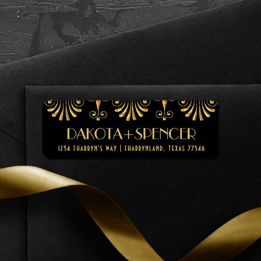 Roarin 20s Gold und Black Modern Art Deco Adresse