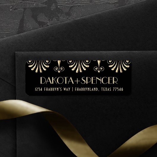 Roarin 20s Sepia Gold und Black Art Deco Adresse