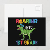 Roaring 1. Klasse Back School T rex Dinosaur Kinde Postkarte (Vorne/Hinten)