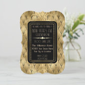Roaring 20 Neujahr Gold Art Deco Einladung (Stehend Vorderseite)