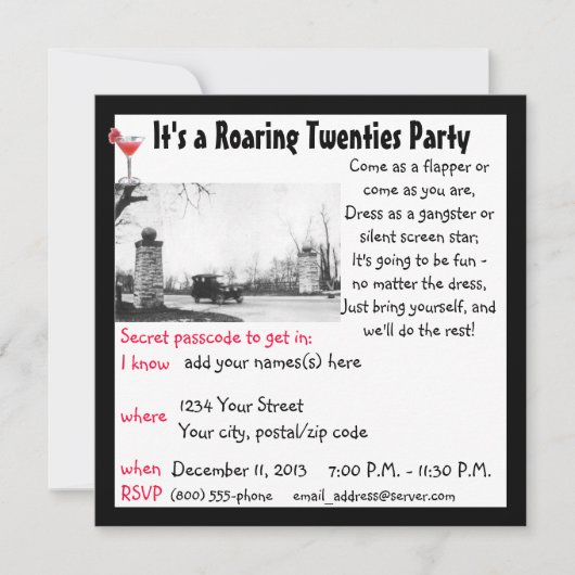 Roaring 20-Party Einladung (Vorderseite)