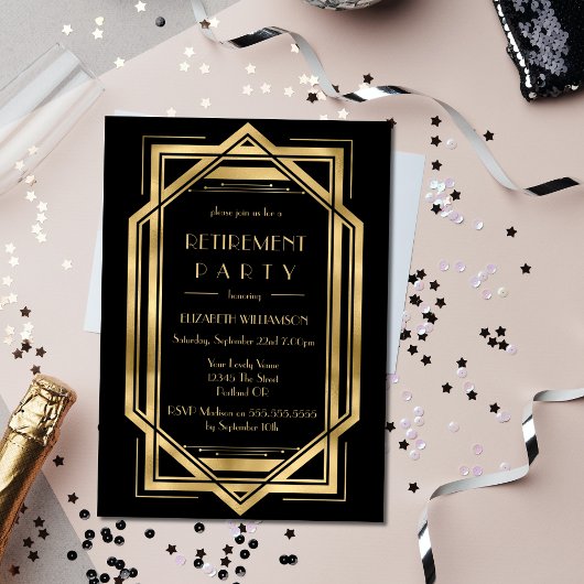 Roaring 20er Art Deco Black | Party für die Golden Einladung