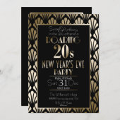 Roaring 20er Art Deco Gatsby Gold Silvester Einladung (Vorne/Hinten)