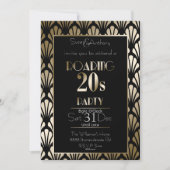 Roaring 20er Art Deco Gatsby Theme Gold Einladung (Vorderseite)
