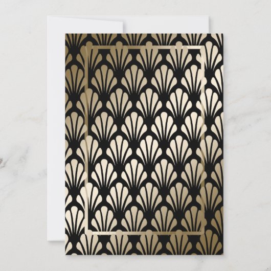 Roaring 20er Art Deco Gatsby Theme Gold Einladung (Rückseite)