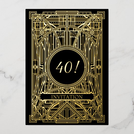 Roaring 20er Art Deco Great Gatsby Folieneinladung (Vorderseite)