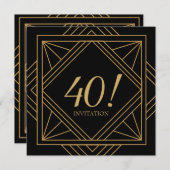 Roaring 20er Art Deco Great Gatsby Geburtstag Einladung (Vorne/Hinten)