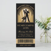 Roaring 20er Art Deco Prom Homecoming School Ticke Einladung (Stehend Vorderseite)
