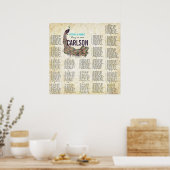 Roaring 20er Damask Peacock Gold Seating Chart Poster (Küche)