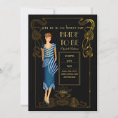 Roaring 20er Flapper Art Deco Gatsby Brautparty Einladung (Vorderseite)