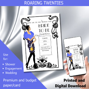 Roaring 20er Flapper Art Deco Gatsby Brautparty Einladung