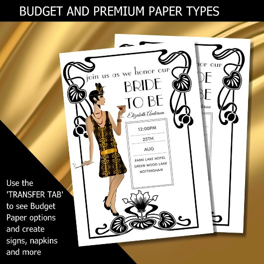 Roaring 20er Flapper Art Deco Gatsby Brautparty Einladung