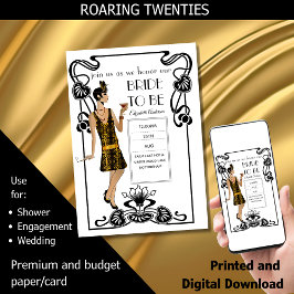 Roaring 20er Flapper Art Deco Gatsby Brautparty Einladung