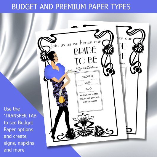 Roaring 20er Flapper Art Deco Gatsby Brautparty Einladung
