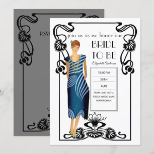Roaring 20er Flapper Art Deco Gatsby Brautparty Einladung