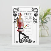 Roaring 20er Flapper Art Deco Gatsby Brautparty Einladung (Stehend Vorderseite)