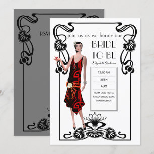 Roaring 20er Flapper Art Deco Gatsby Brautparty Einladung