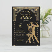 Roaring 20er Gatsby Flapper Speakeasy Chic Geburts Einladung (Stehend Vorderseite)