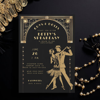 Roaring 20er Gatsby Flapper Speakeasy Chic Geburts Einladung