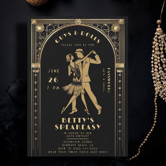 Roaring 20er Gatsby Gold Flapper Speakeasy Geburts Einladung