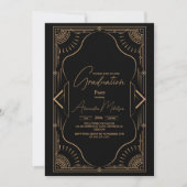 Roaring 20er Gatsby Vintag Art Deco Abschluss Einladung (Vorderseite)