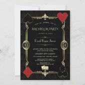 Roaring 20er Gold Black Great Gatsby Bachelor Part Einladung (Vorderseite)