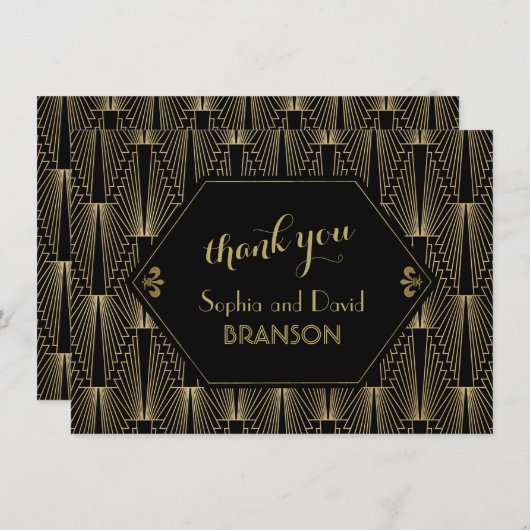 Roaring 20er Great Gatsby Art Deco DANK Dankeskarte (Vorne/Hinten)