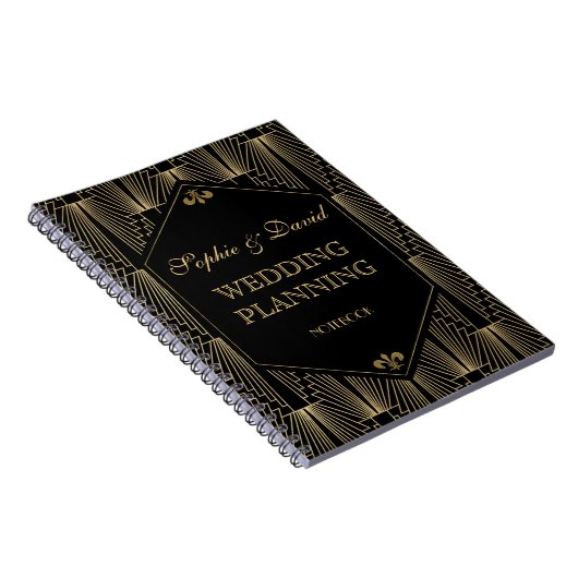 Roaring 20er Great Gatsby Art Deco Hochzeitsplaner Notizblock (Rechte Seite)