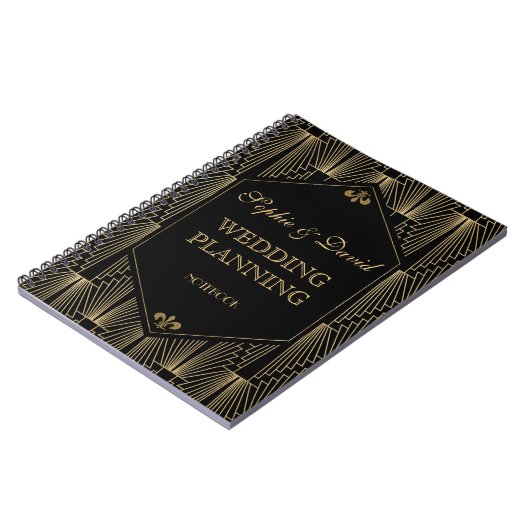 Roaring 20er Great Gatsby Art Deco Hochzeitsplaner Notizblock (Linke Seite)