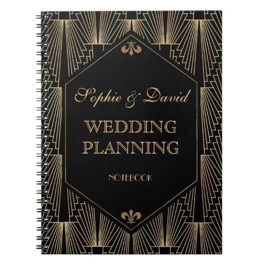 Roaring 20er Great Gatsby Art Deco Hochzeitsplaner Notizblock (Vorderseite)