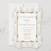 Roaring 20er Great Gatsby Gold White Wedding Einladung (Vorderseite)