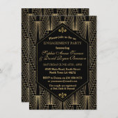 Roaring 20er große Gatsby Art Deco Engagement Part Einladung (Vorne/Hinten)
