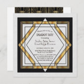 Roaring 20er große Gatsby Art Deco Engagement Part Einladung (Vorne/Hinten)