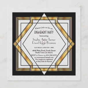 Roaring 20er große Gatsby Art Deco Engagement Part Einladung