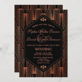 Roaring 20er große Gatsby Copper Art Deco Hochzeit Einladung (Vorne/Hinten)